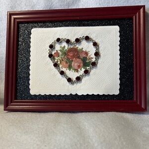 Elegant Burgundy Framed Heart Accent